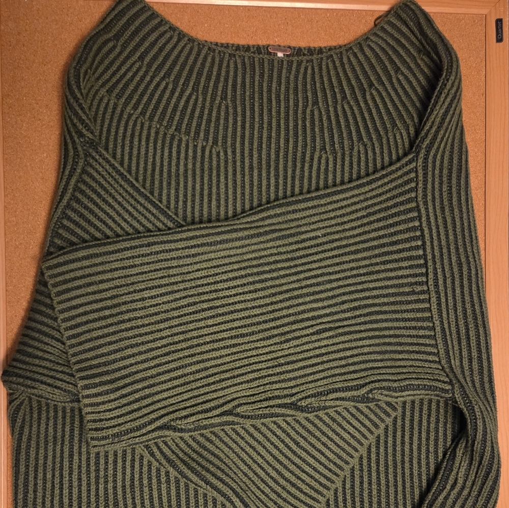 Free People Green Striped Sweater